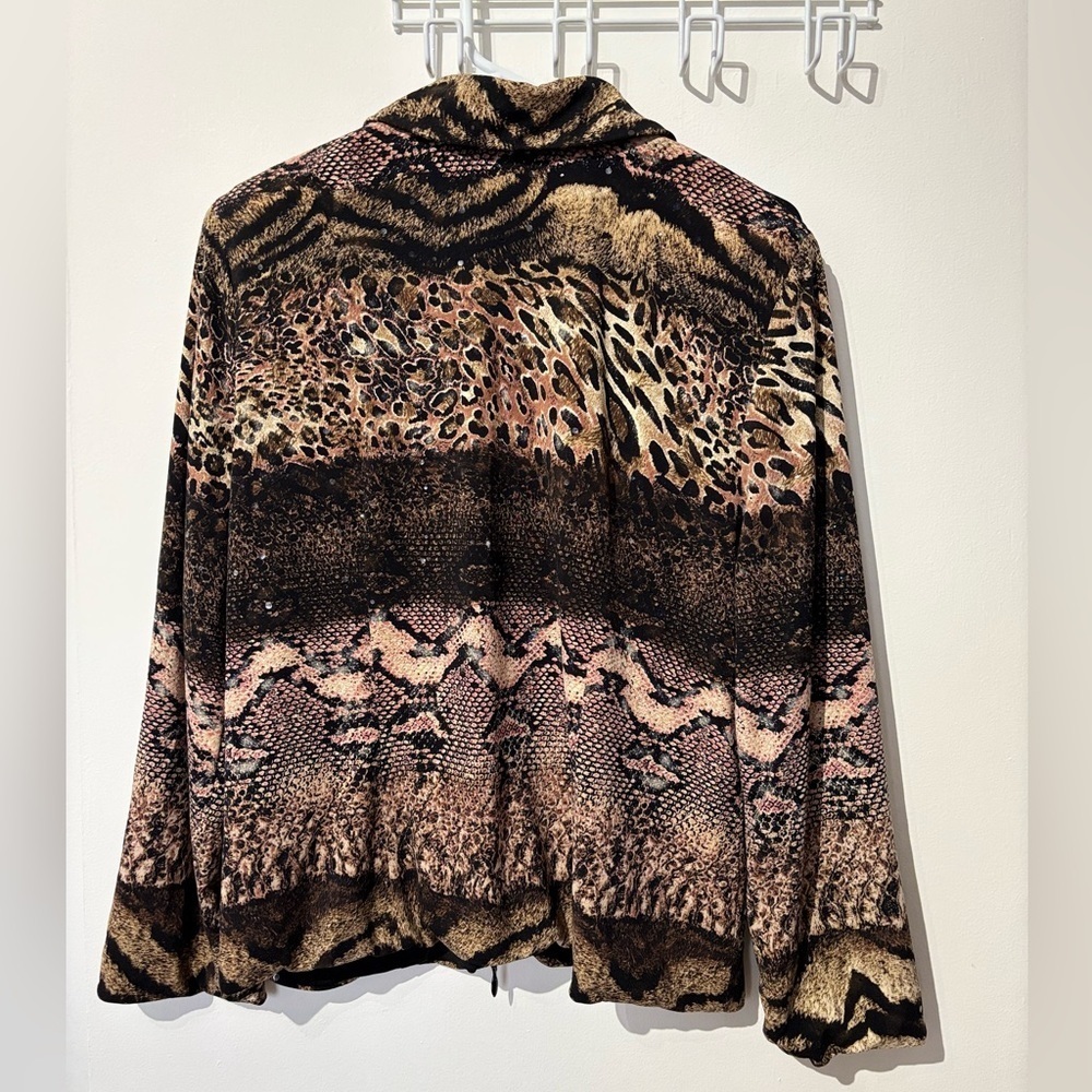 ✨Joseph Ribkoff Animal-Print Zip Jacket – Brown/Black – Size 14 - Picture 10 of 11